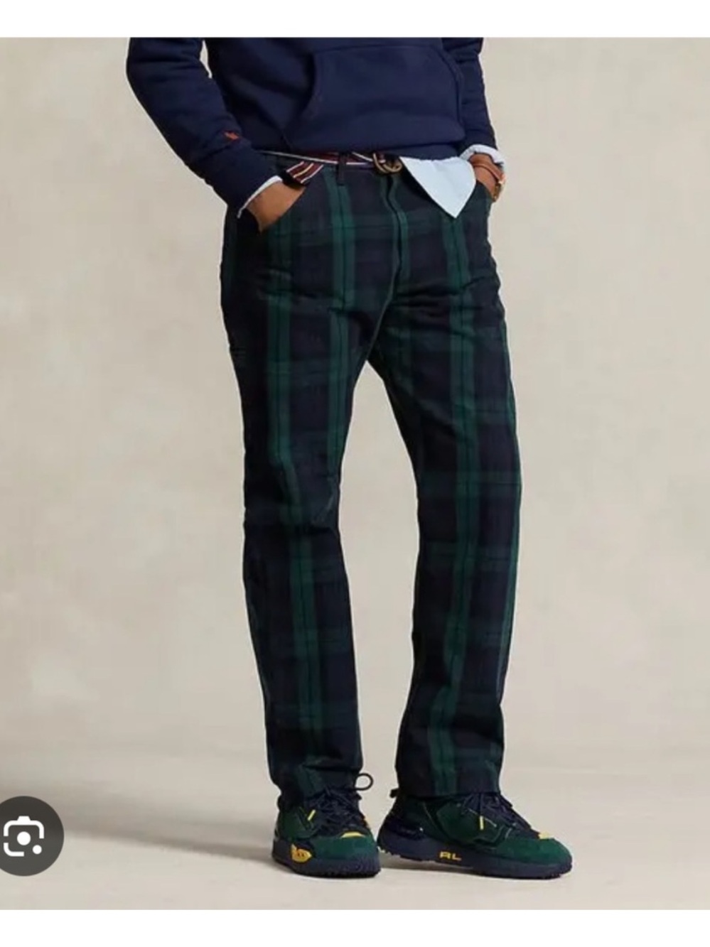 Polo Ralph Lauren Blackwatch Tartan Plaid Slim Cotton Dress Pants Mens 33/30